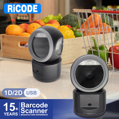 RiCODE 2024 New 2D QR Code Barcode Scanner Desktop Handsfree Table Top Code Reader With Ultra High Performance